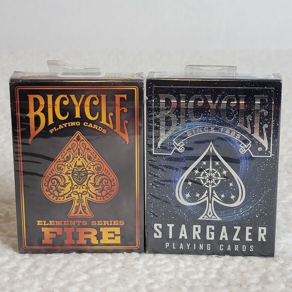 Lot of 2 Bicycle Playing Cards Sealed New Element Series Fire and Stargazer - Picture 1 of 4
